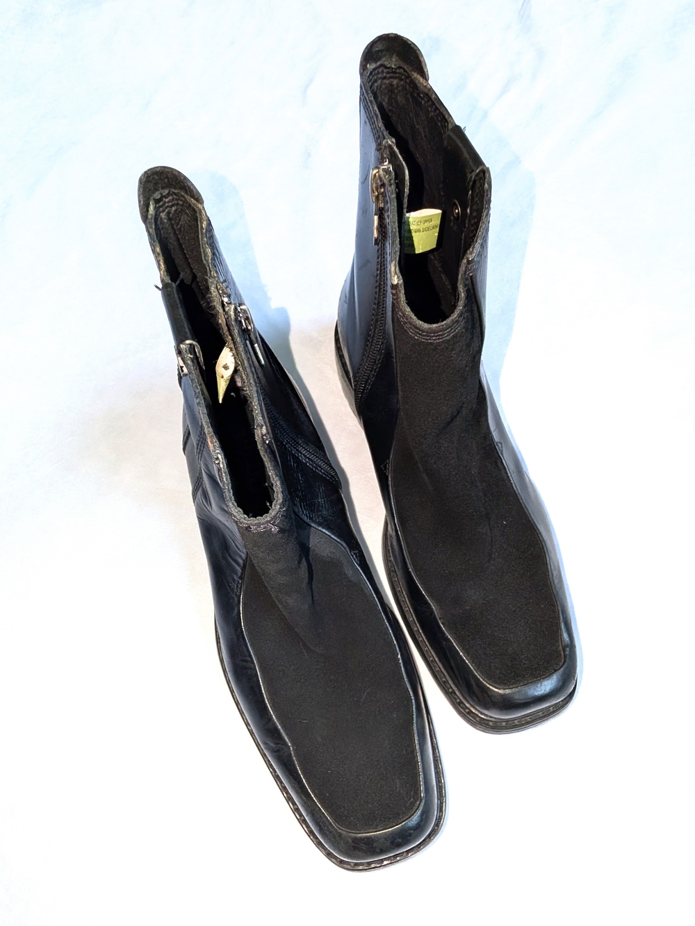 Timberland Mens 11 Black Leather Square Toe Ankle Boots
